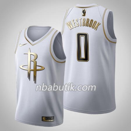NBA Mænd Trøje Houston Rockets Russell Westbrook 0 Nike 2019-20 Hvid Golden Edition Swingman NBA Mænd Trøje Houston Rockets Russell Westbrook 0 Nike 2019-20 Hvid Golden Edition Swingman